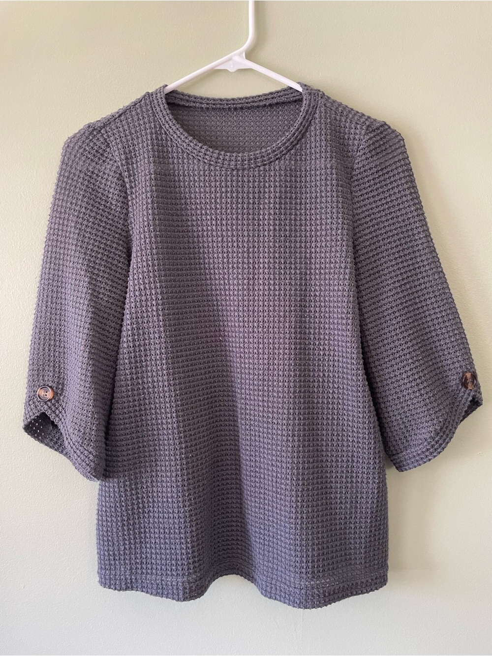 SHEIN Gray Waffle Knit Long Sleeve Top